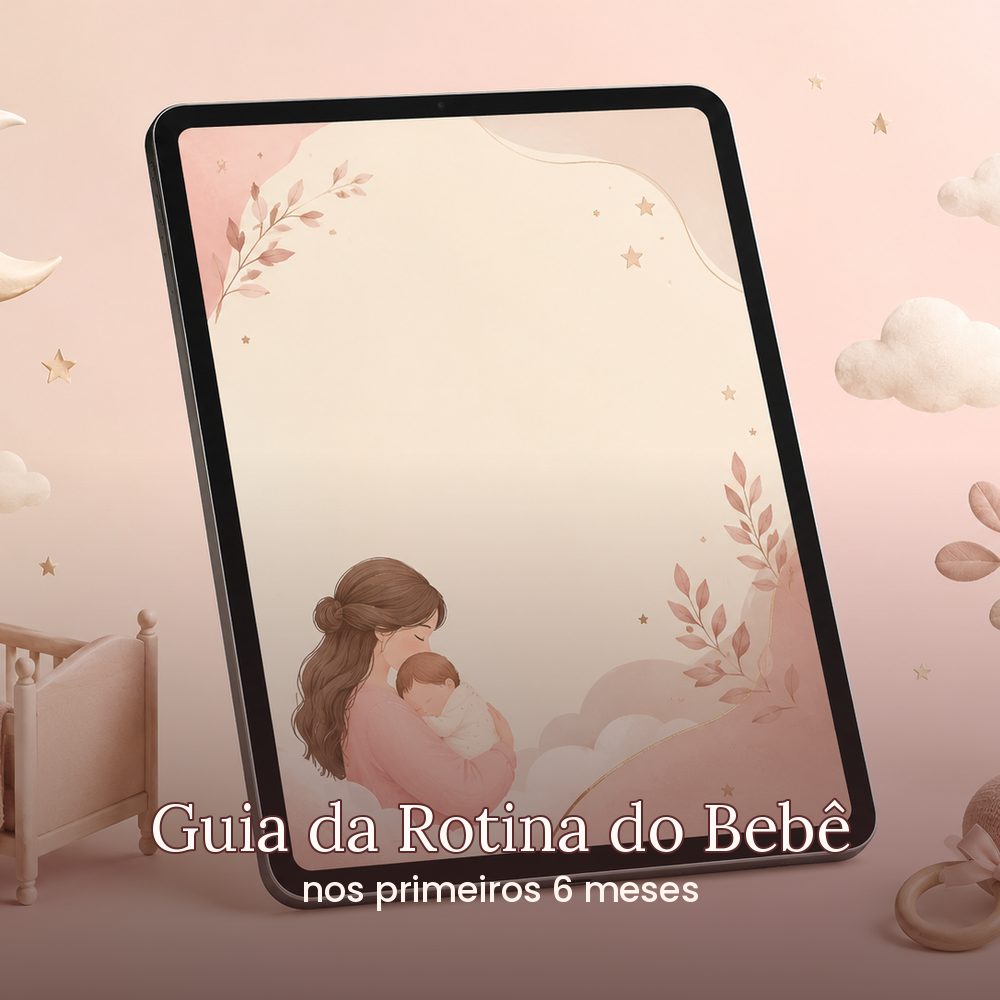 Guia da Rotina do Bebê aberto em tablet